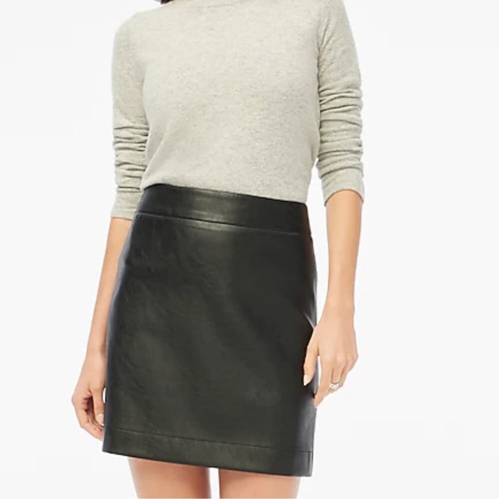 J Crew Black Faux Leather Mini Skirt